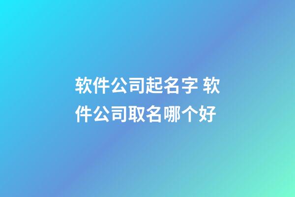 软件公司起名字 软件公司取名哪个好-第1张-公司起名-玄机派